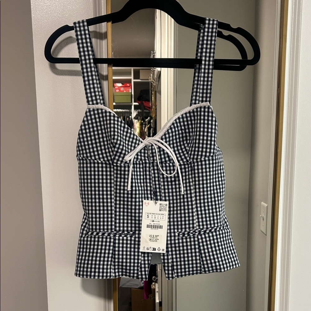 Zara Gingham Checkered Women's Top